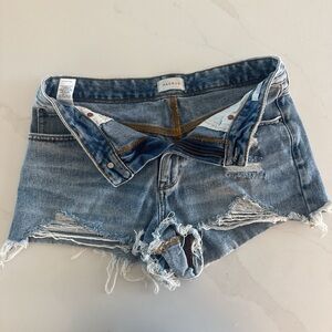 PacSun Women's Light Blue Ripped Jean Shorts